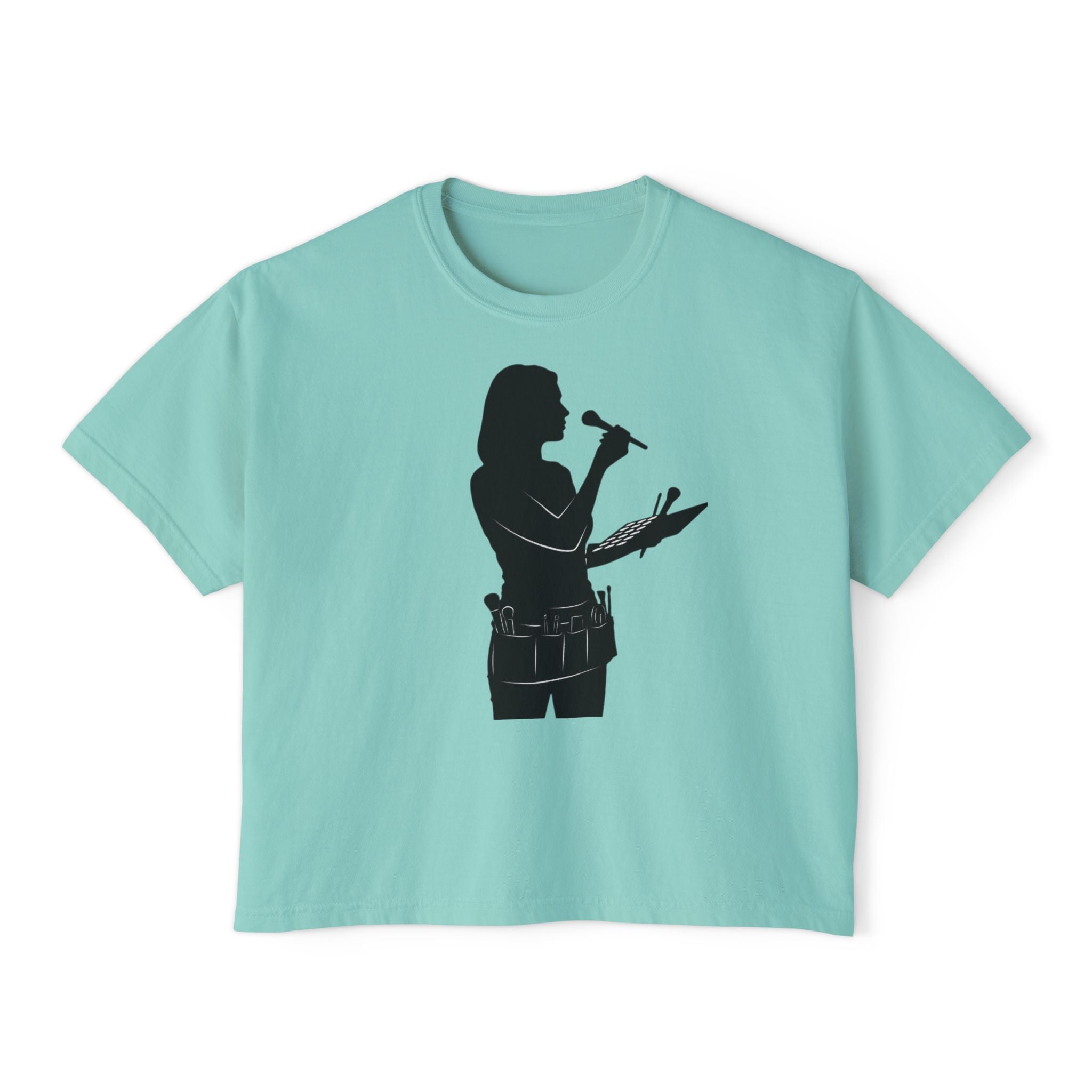 Make Up Artist Silhouette Boxy Tee — Female Vocalist Music Teacher T‑Shirt