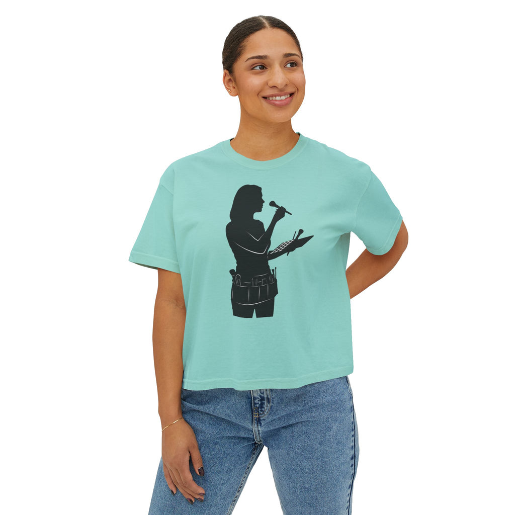 Make Up Artist Silhouette Boxy Tee — Female Vocalist Music Teacher T‑Shirt