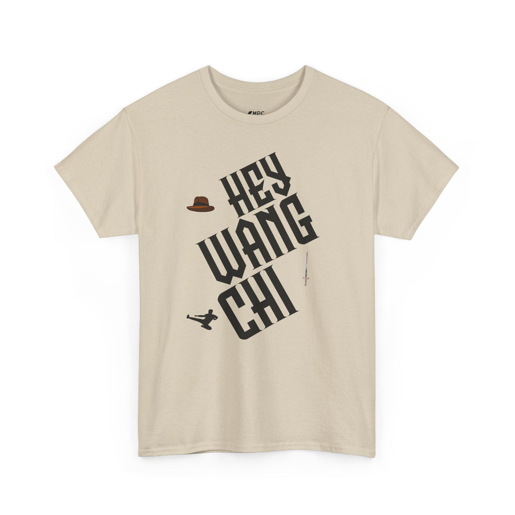 Hey Wang Chi Graphic Tee — Vintage Detective Hat & Flying Knife Design