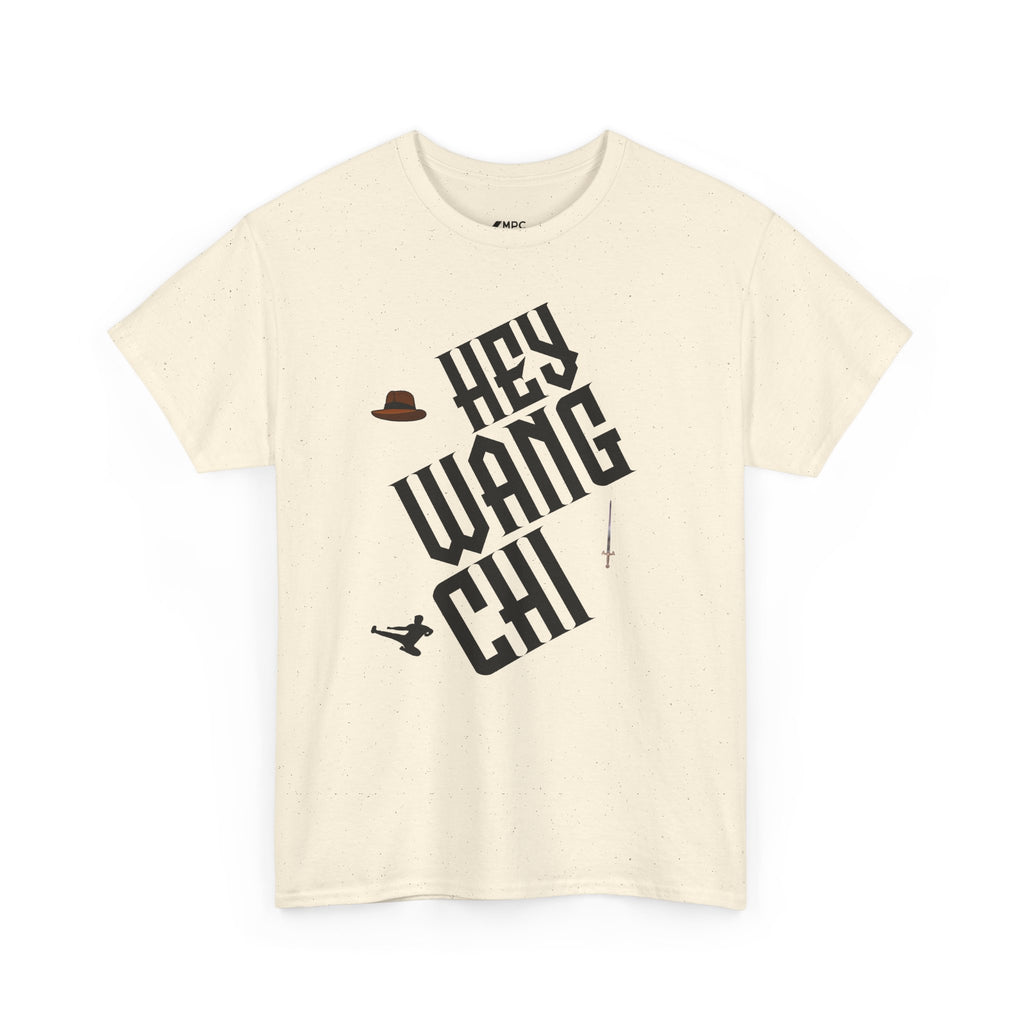 Hey Wang Chi Graphic Tee — Vintage Detective Hat & Flying Knife Design