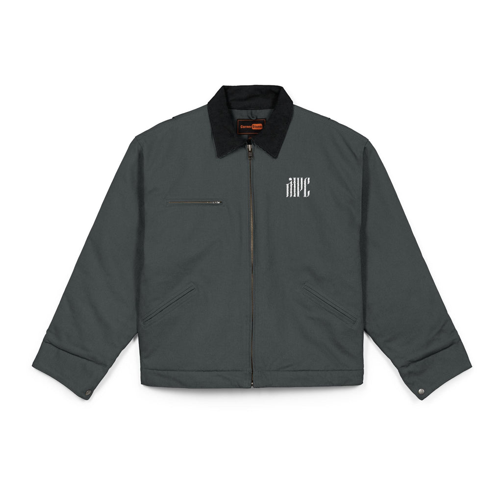 Duck Cloth Work Jacket — Black Durable Workwear Jacket with Small Chest Logo