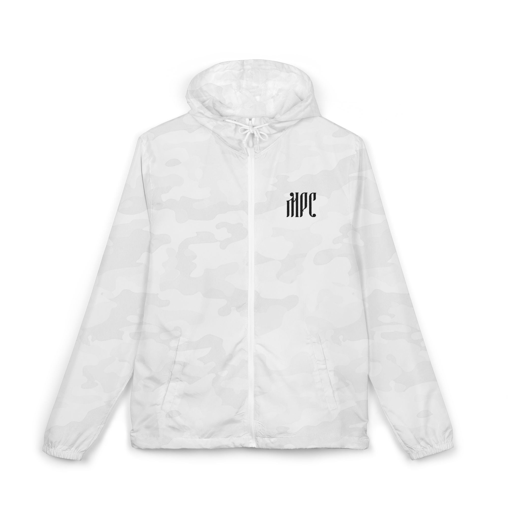 Windbreaker Jacket — White Camo Gothic "MPC" Logo