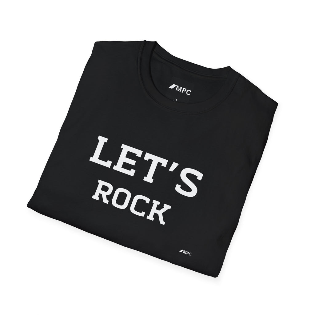 Let's Rock T-Shirt — Vintage Lettering Graphic Tee for Music Lovers