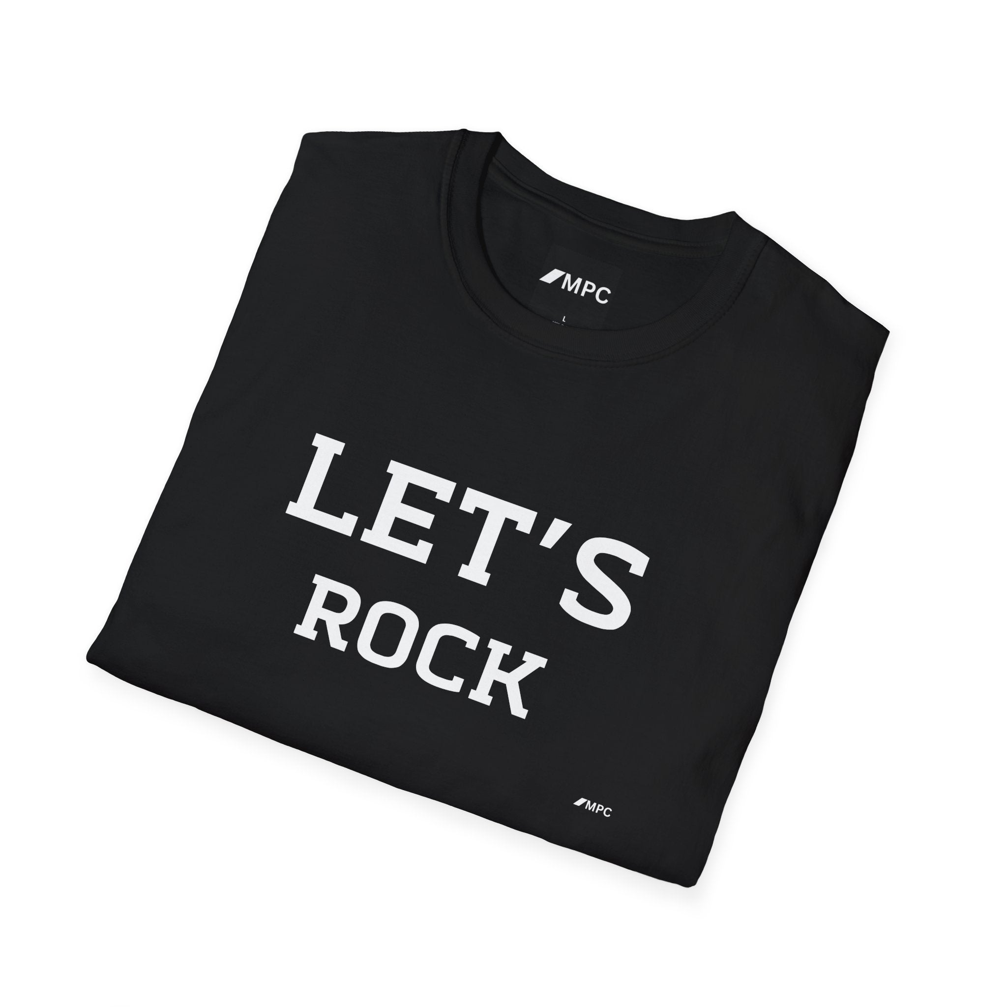 Let's Rock T-Shirt — Vintage Lettering Graphic Tee for Music Lovers