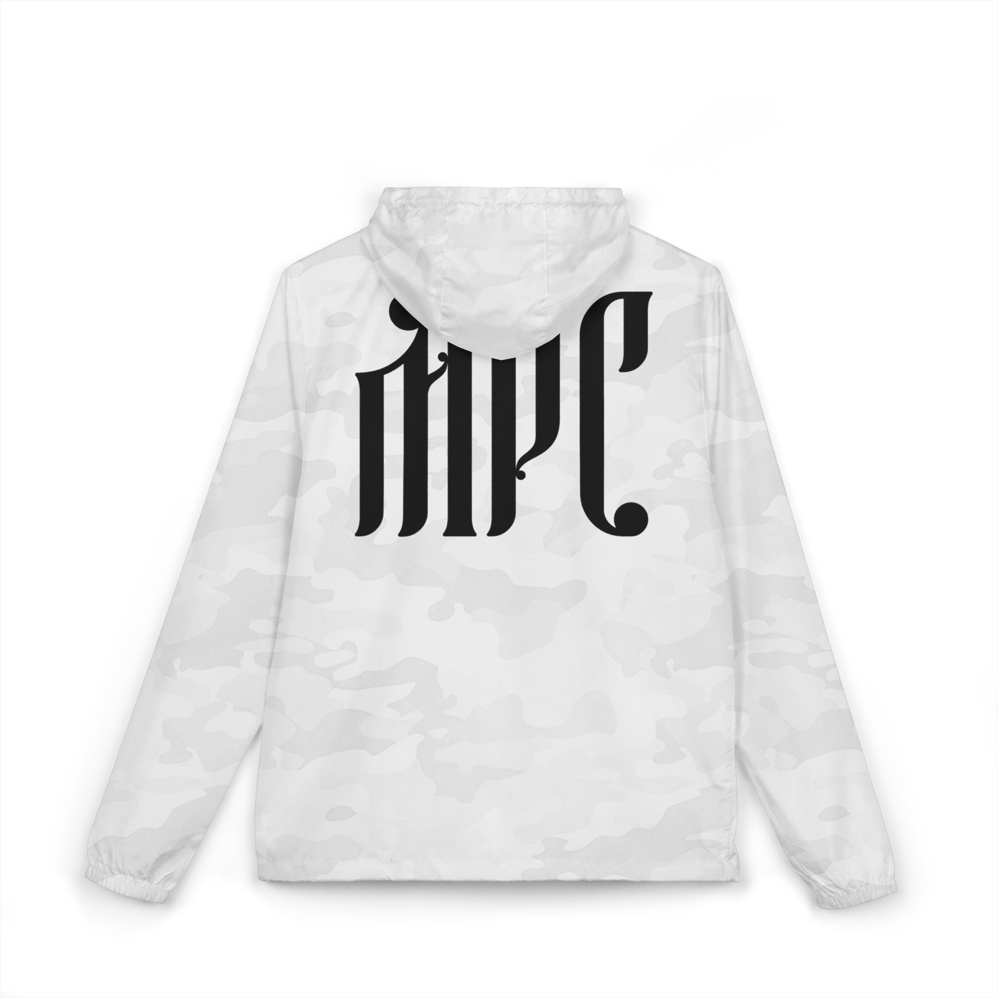 Windbreaker Jacket — White Camo Gothic "MPC" Logo
