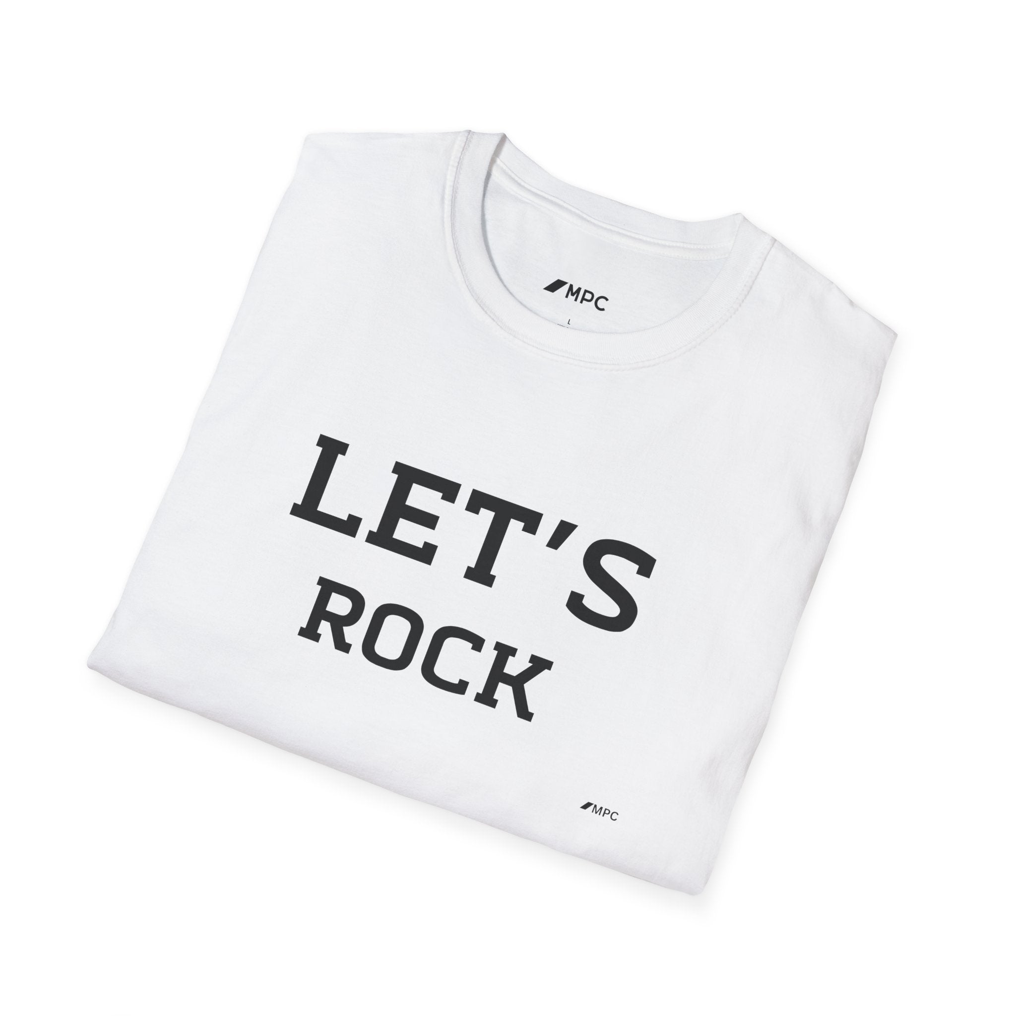 Let's Rock T-Shirt — Vintage Lettering Graphic Tee for Music Lovers