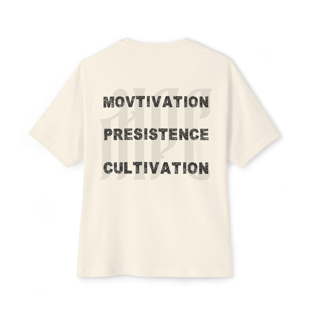 Motivation Persistence Cultivation Tee — Oversized Boxy Graphic T‑Shirt