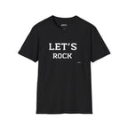 Let's Rock T-Shirt — Vintage Lettering Graphic Tee for Music Lovers