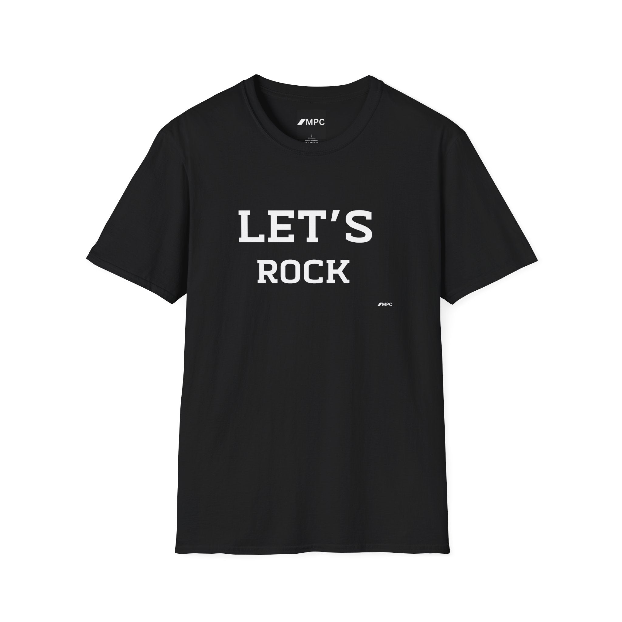 Let's Rock T-Shirt — Vintage Lettering Graphic Tee for Music Lovers