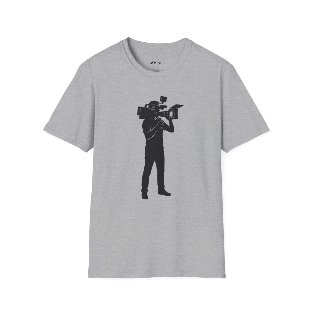 Cameraperson Silhouette T-Shirt — Vintage Videographer Tee for Film Lovers