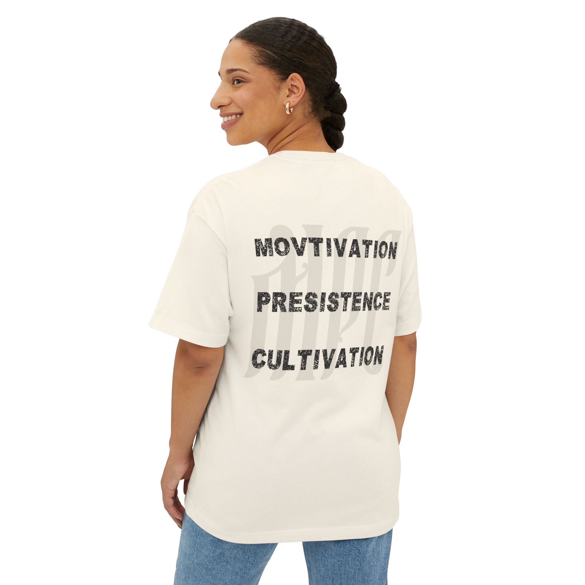 Motivation Persistence Cultivation Tee — Oversized Boxy Graphic T‑Shirt