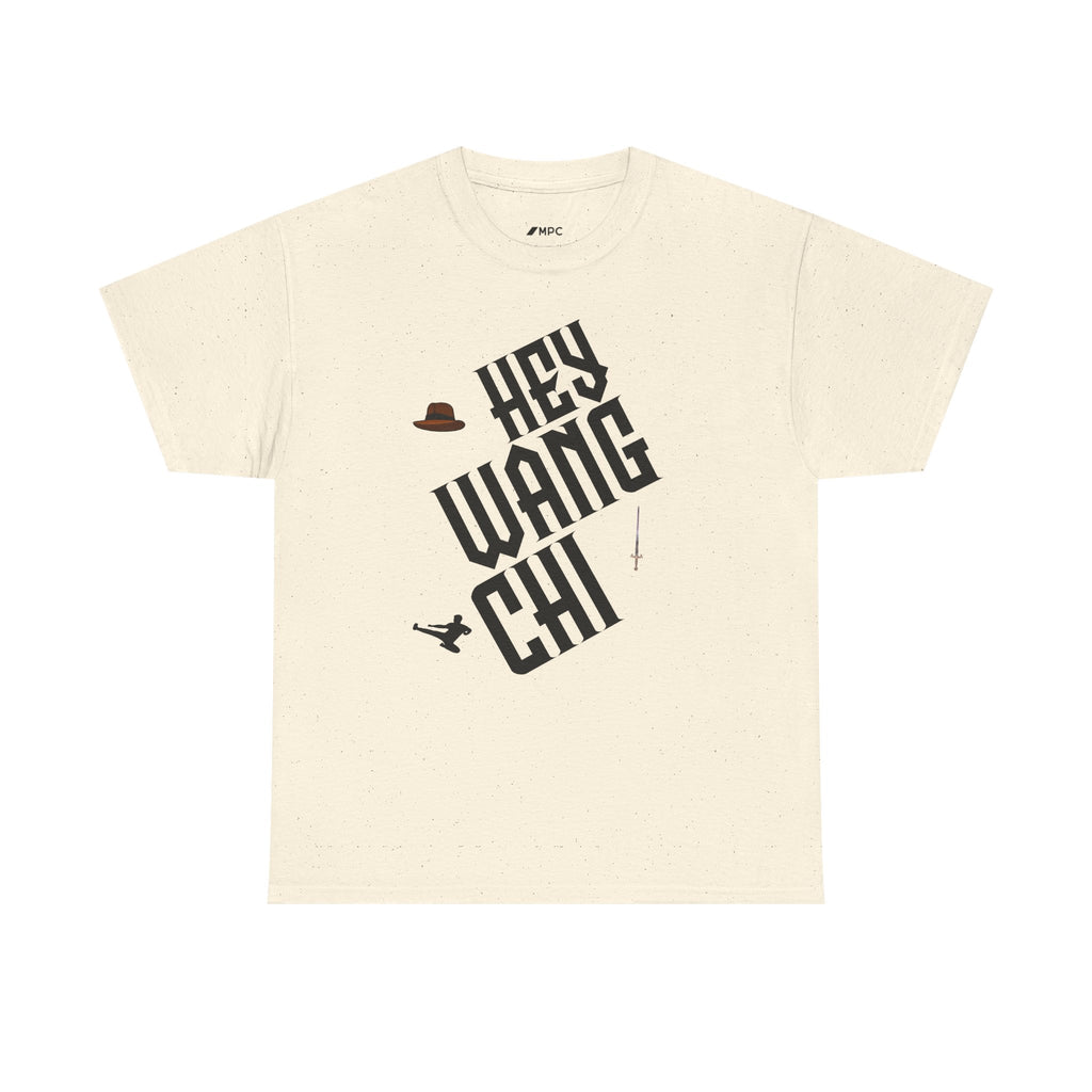 Hey Wang Chi Graphic Tee — Vintage Detective Hat & Flying Knife Design