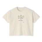 Women's Boxy Tee – Minimalist Text Graphic "Why don't you just speak to me already?" Casual Crop T-Shirt