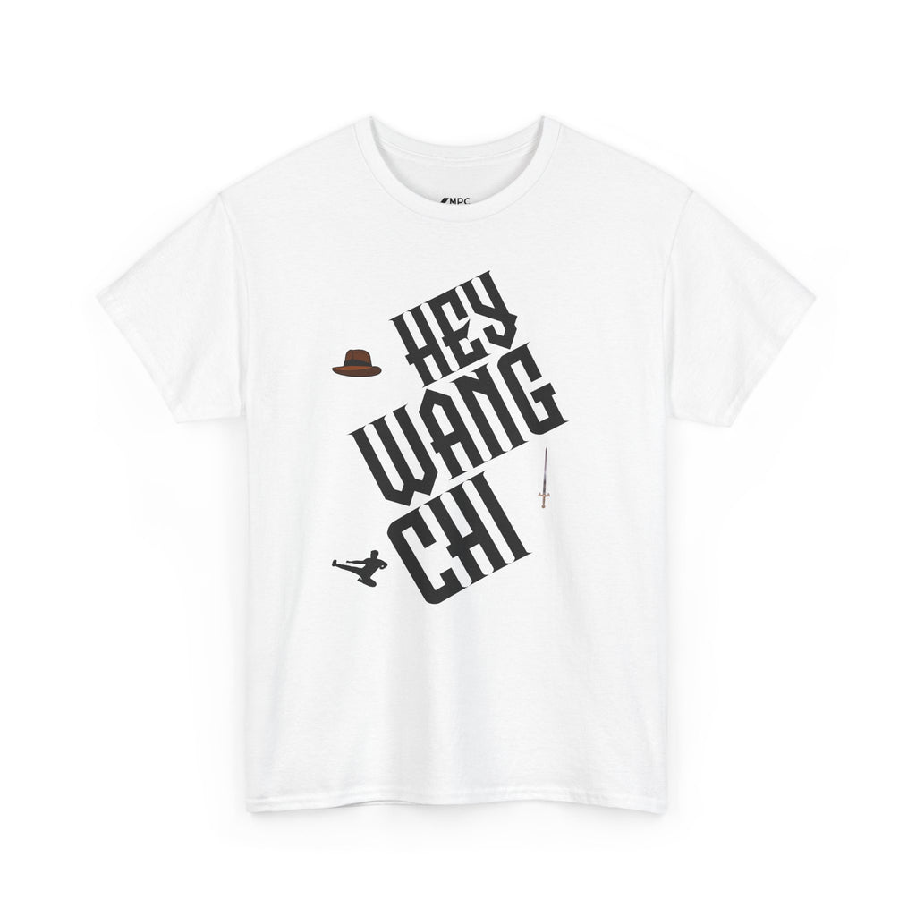 Hey Wang Chi Graphic Tee — Vintage Detective Hat & Flying Knife Design