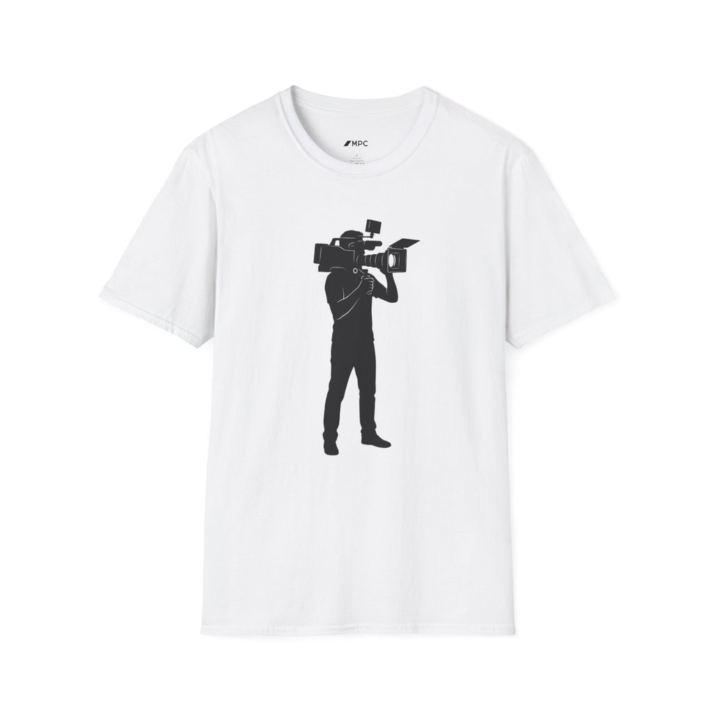 Cameraperson Silhouette T-Shirt — Vintage Videographer Tee for Film Lovers