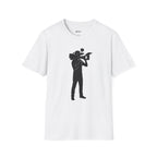 Cameraperson Silhouette T-Shirt — Vintage Videographer Tee for Film Lovers