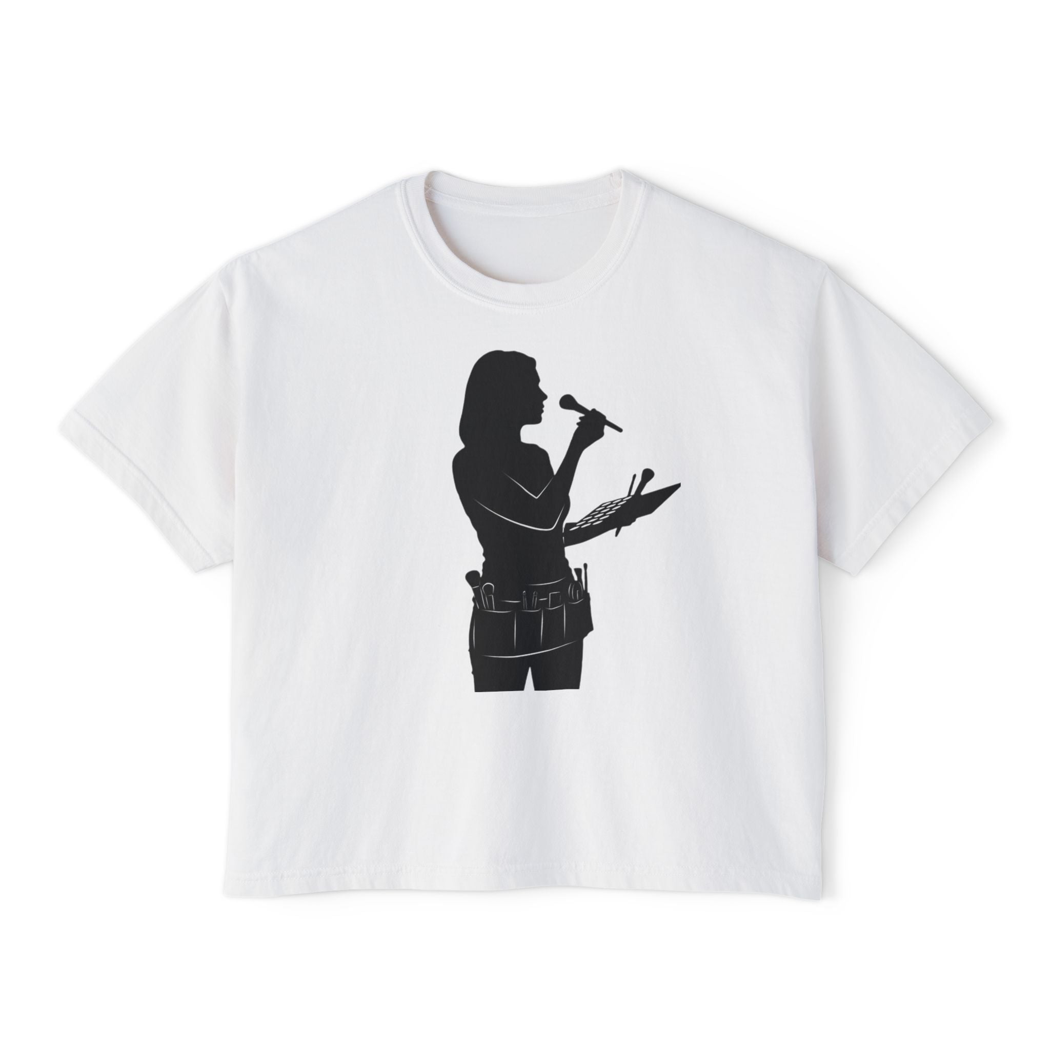Make Up Artist Silhouette Boxy Tee — Female Vocalist Music Teacher T‑Shirt