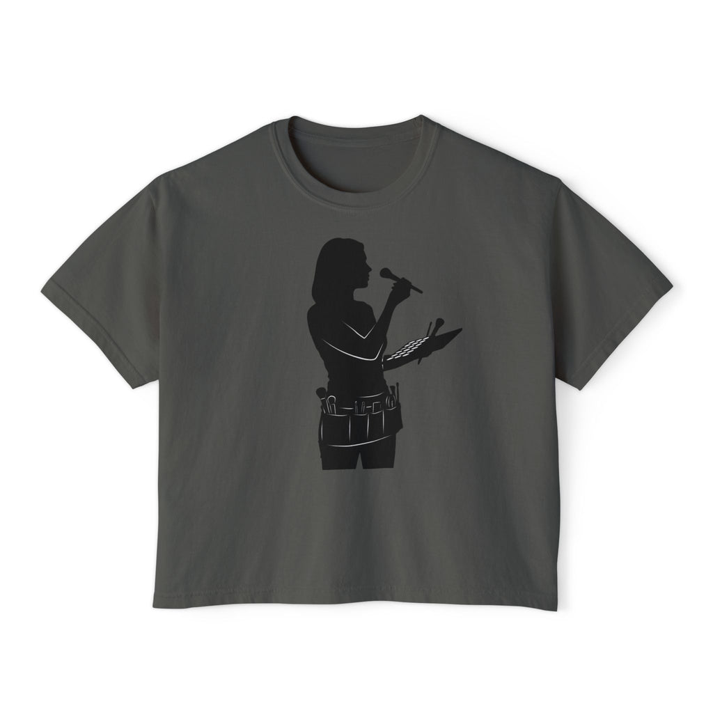 Make Up Artist Silhouette Boxy Tee — Female Vocalist Music Teacher T‑Shirt