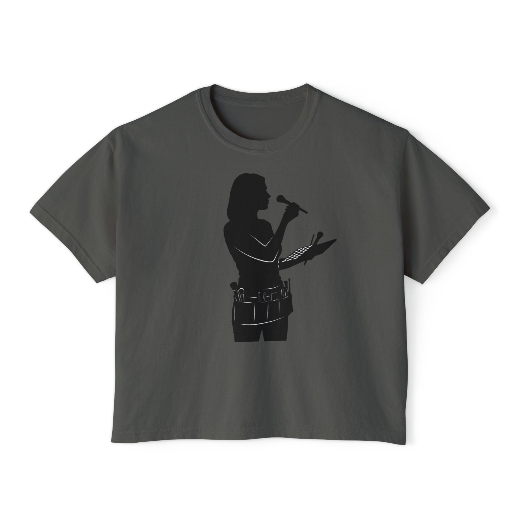 Make Up Artist Silhouette Boxy Tee — Female Vocalist Music Teacher T‑Shirt