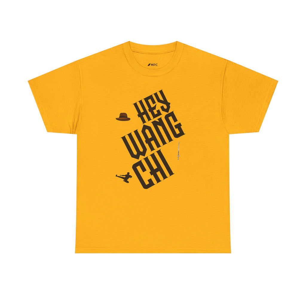 Hey Wang Chi Graphic Tee — Vintage Detective Hat & Flying Knife Design