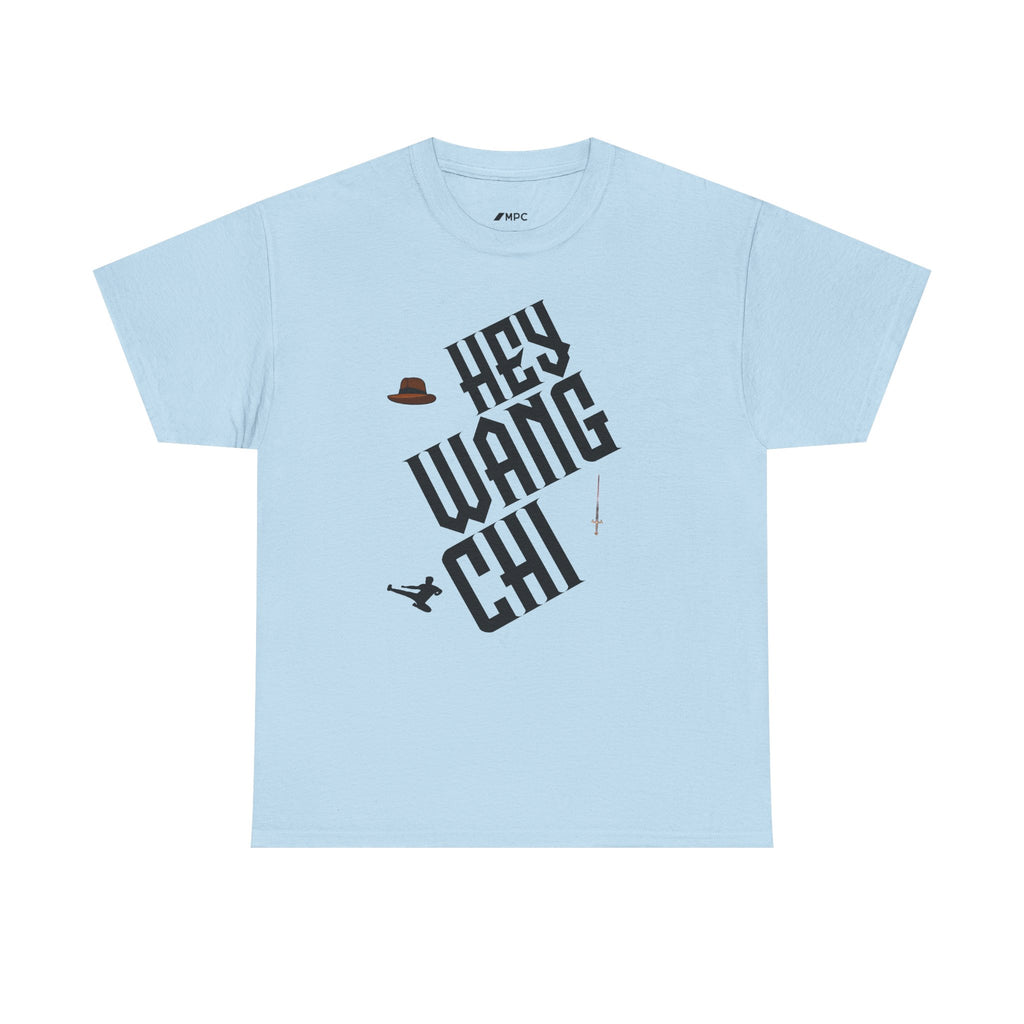 Hey Wang Chi Graphic Tee — Vintage Detective Hat & Flying Knife Design