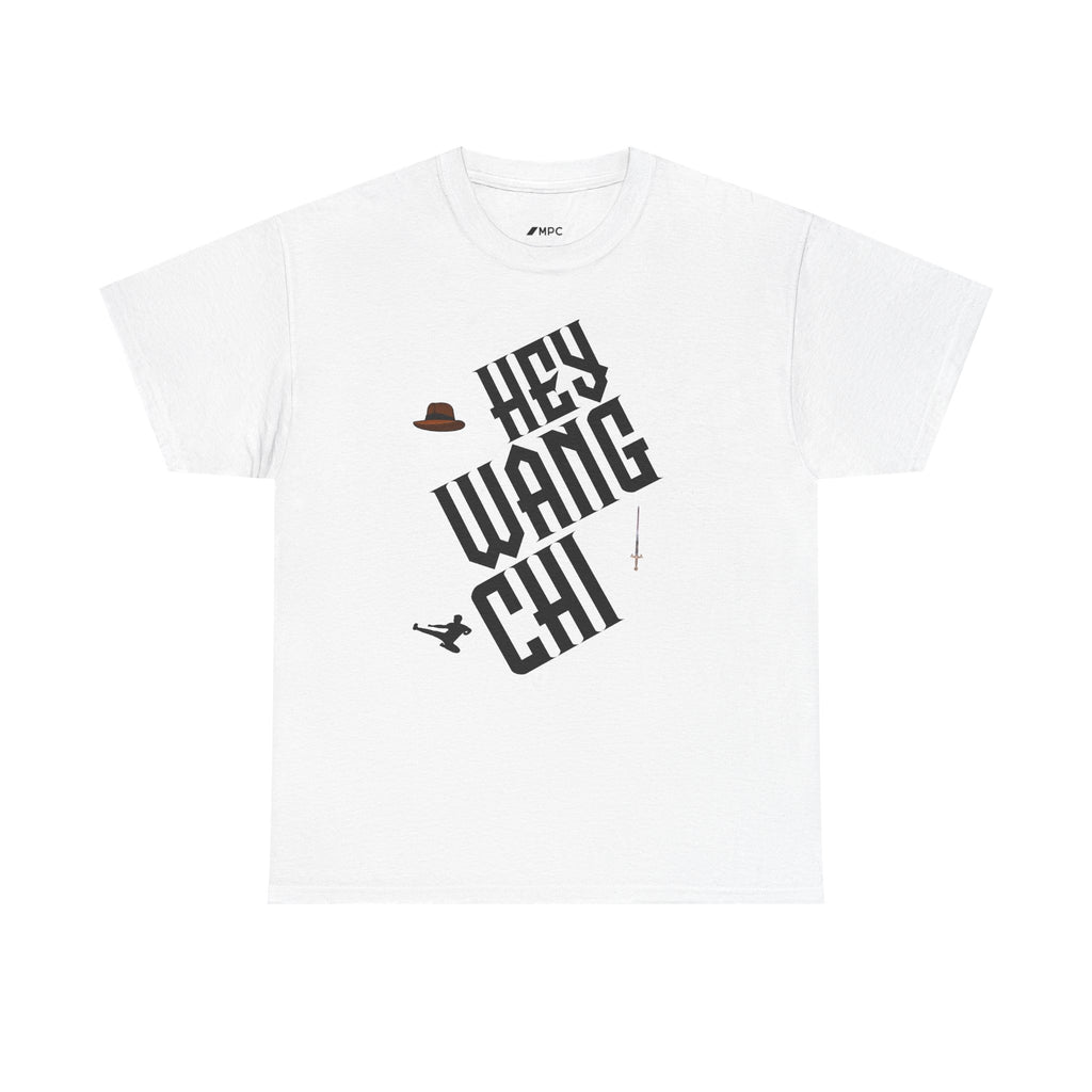 Hey Wang Chi Graphic Tee — Vintage Detective Hat & Flying Knife Design