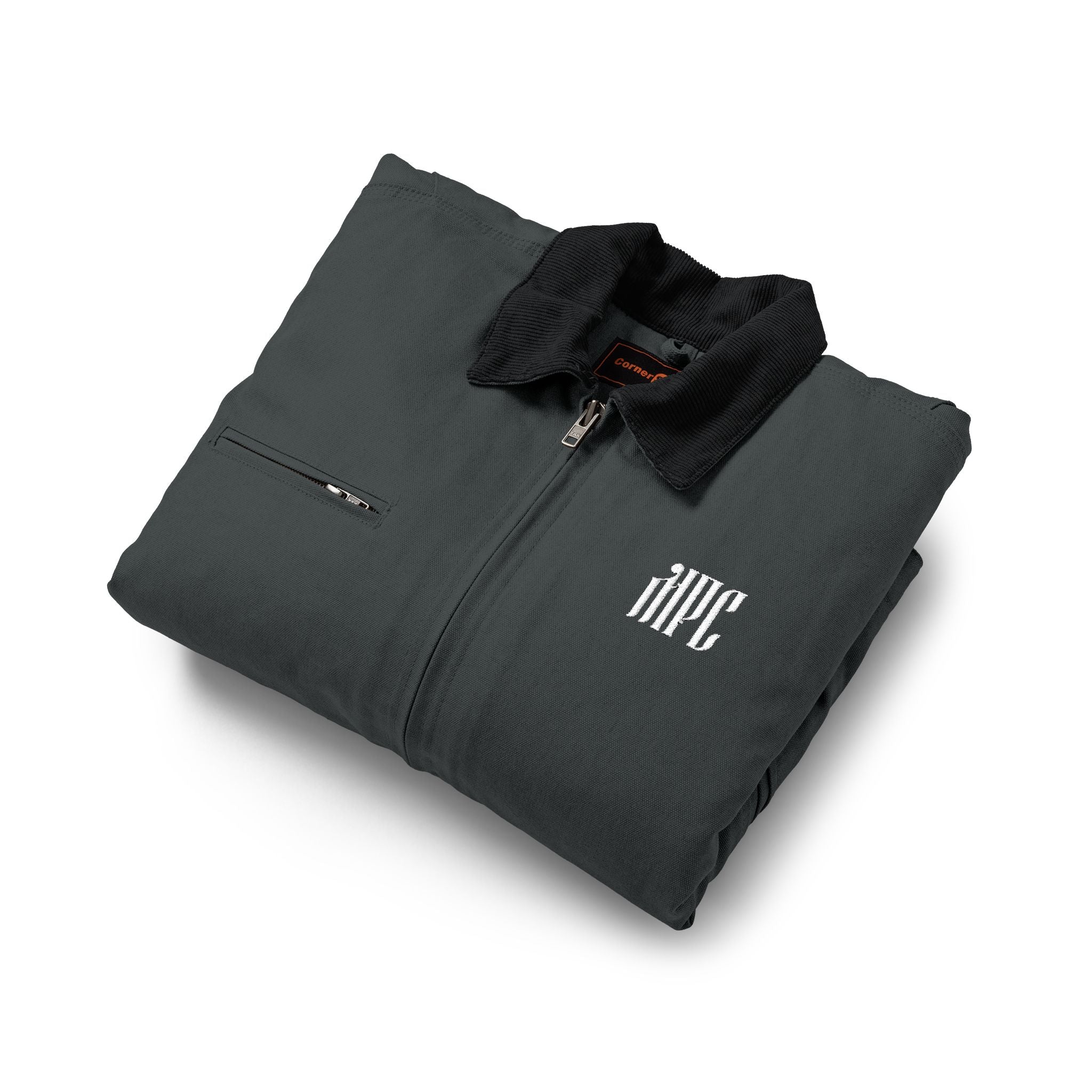 Duck Cloth Work Jacket — Black Durable Workwear Jacket with Small Chest Logo