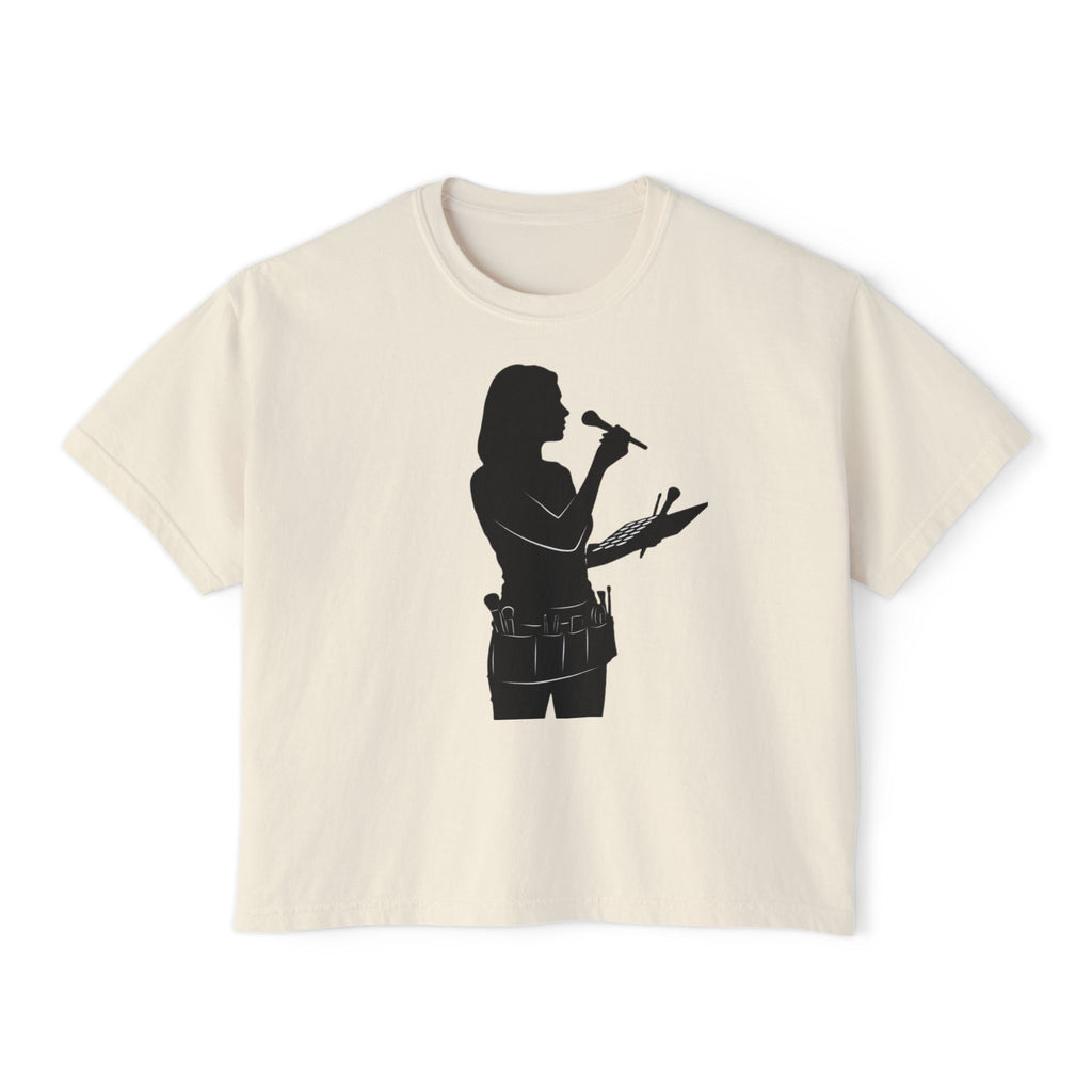 Make Up Artist Silhouette Boxy Tee — Female Vocalist Music Teacher T‑Shirt