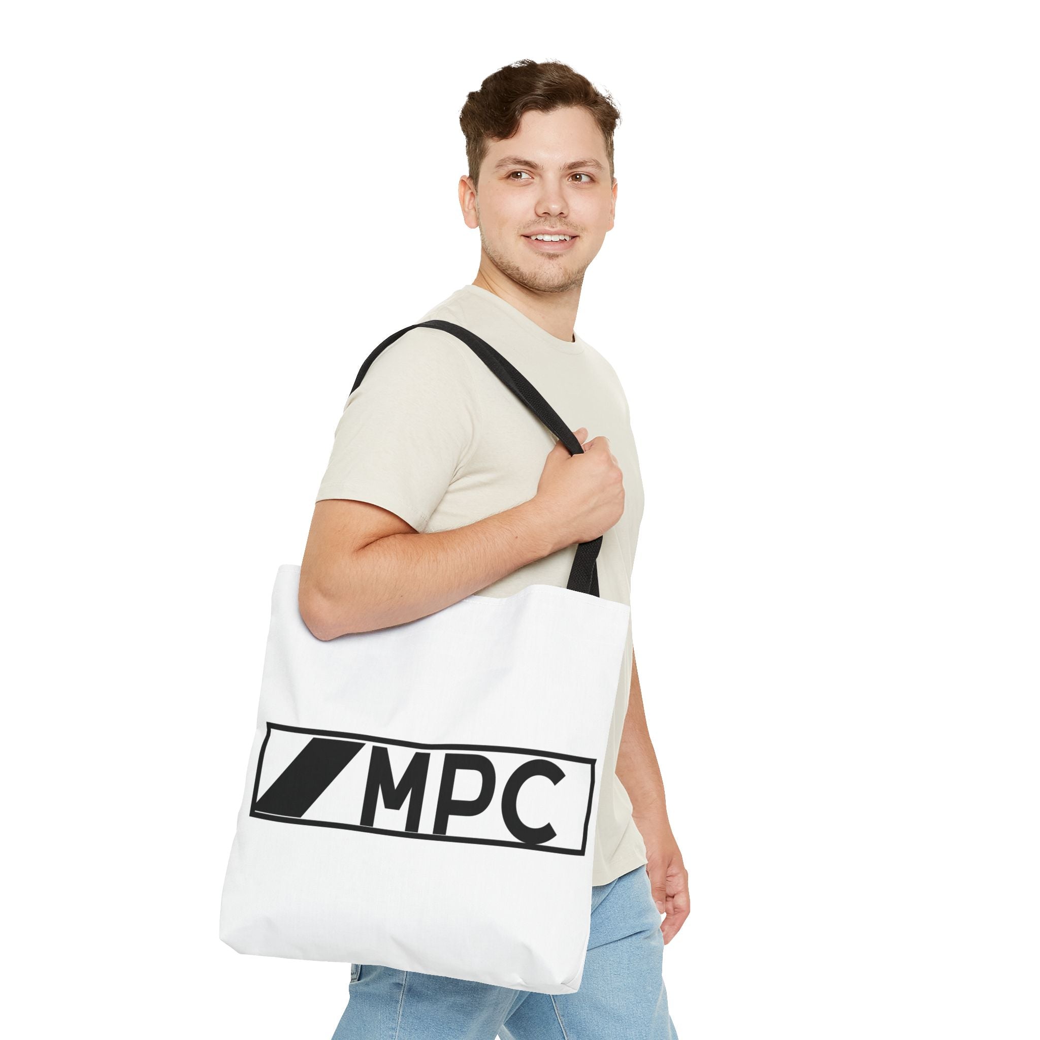 MPC Logo Tote Bag — Minimalist Black & White Music Producer Carryall