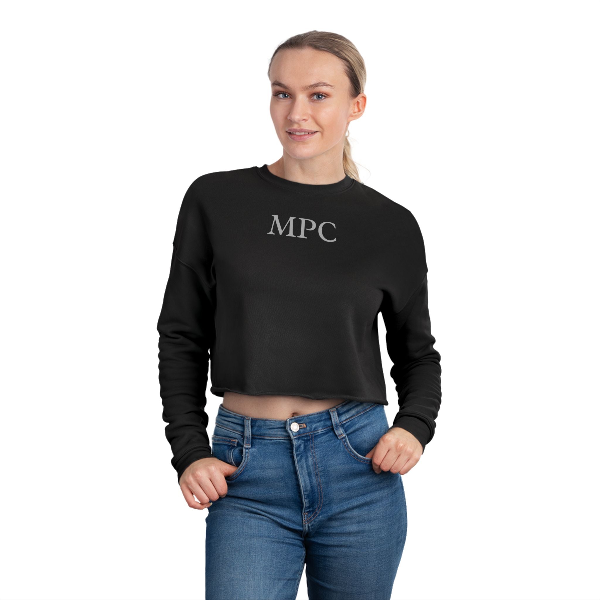 Cropped Sweatshirt - Monogram MPC Back Print, Cozy Casual Women's Crop Top