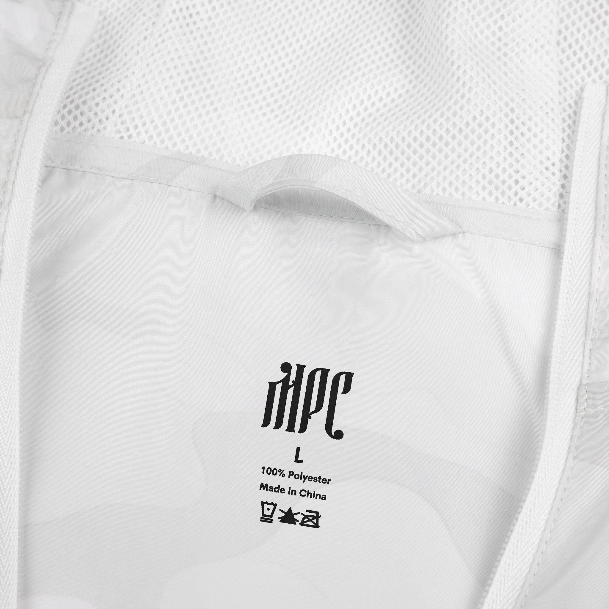 Windbreaker Jacket — White Camo Gothic "MPC" Logo