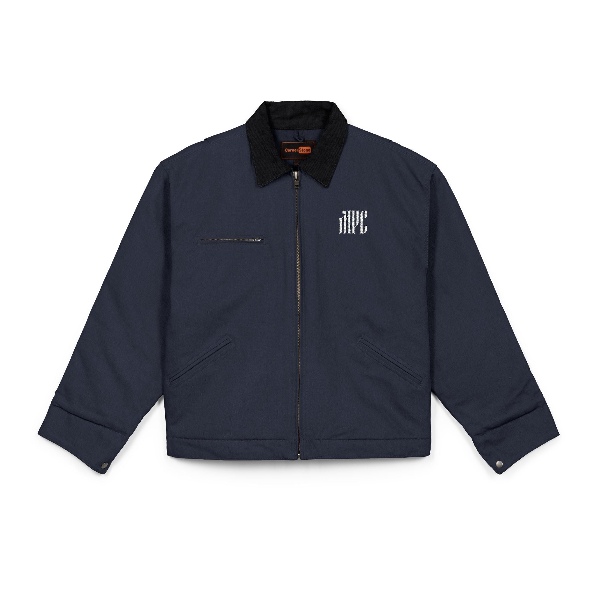 Duck Cloth Work Jacket — Black Durable Workwear Jacket with Small Chest Logo